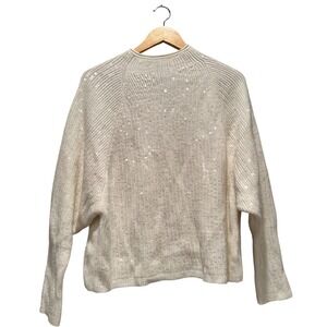 Express Cream Sequin Knit Sweater Size S NWT Soft Cozy Sparkle Holiday